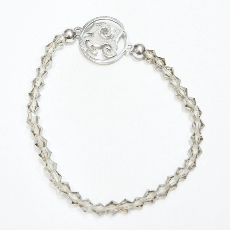 Bracelet Quartz Fumé Perles Facettées Coniques Signe Astro Capricorne