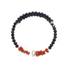 Bracelet Corail Baroque Œil de Shiva et Onyx Facettée avec Insert Argent 925