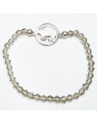 Bracelet Quartz Fumé Perles Facettées Coniques Signe Astro Taureau