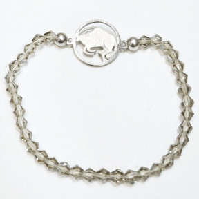 Bracelet Quartz Fumé Perles Facettées Coniques Signe Astro Taureau