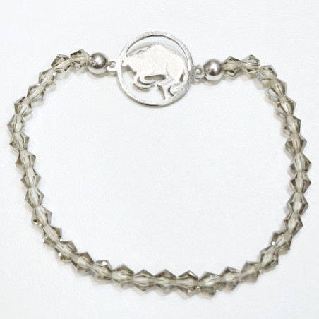 Bracelet Quartz Fumé Perles Facettées Coniques Signe Astro Taureau