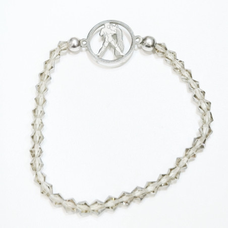 Bracelet Quartz Fumé Perles Facettées Coniques Signe Astro Verseau