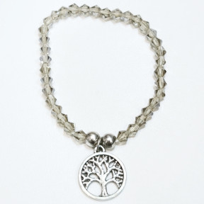 Bracelet Quartz Fumé Perles Facettées Coniques Arbre de Vie