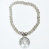 Bracelet Quartz Fumé Perles Facettées Coniques Arbre de Vie