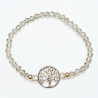 Bracelet Quartz Fumé Perles Facettées Coniques Insert Arbre de Vie