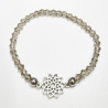 Bracelet Quartz Fumé Perles Facettées Coniques Insert Fleur de Vie