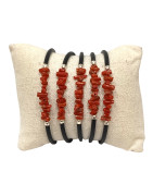 Bracelet Corail Baroque Onyx Facettée avec Insert Argent 925 Caoutchouc