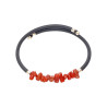 Bracelet Corail Baroque Onyx Facettée avec Insert Argent 925 Caoutchouc