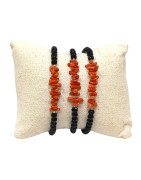 Bracelet Corail Baroque et Onyx Facetté avec Insert Argent 925