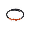 Bracelet Corail Baroque et Onyx Facetté avec Insert Argent 925
