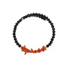 Bracelet Corail Baroque et Onyx Facetté avec Insert Argent 925