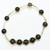 Bracelet Quartz Fumé Morion Pierres Rondes 8 mm Doré Modèle 5