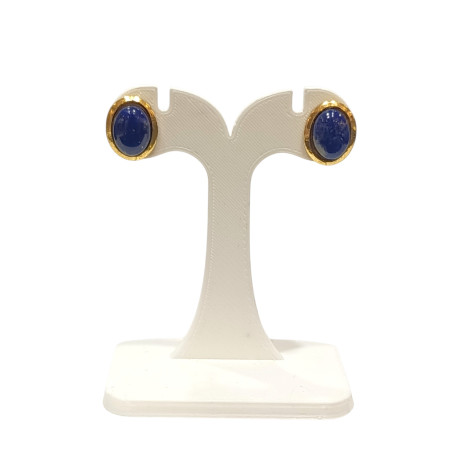 Boucles Lapis-Lazuli Ovales Argent 925 Plaqué Or