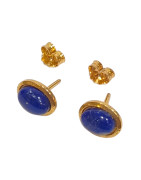 Boucles Lapis-Lazuli Ovales Argent 925 Plaqué Or