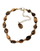 Bracelet Œil de Tigre Cheville ou Poignet avec Fermoir Doré