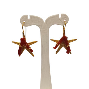 Boucles Corail Baroque Etoile de Mer Argent 925 Plaqué Or