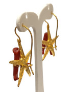 Boucles Corail Baroque Etoile de Mer Argent 925 Plaqué Or