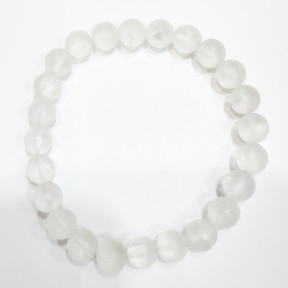 Bracelet Cristal de Roche Mat Pierres Rondes de 8mm