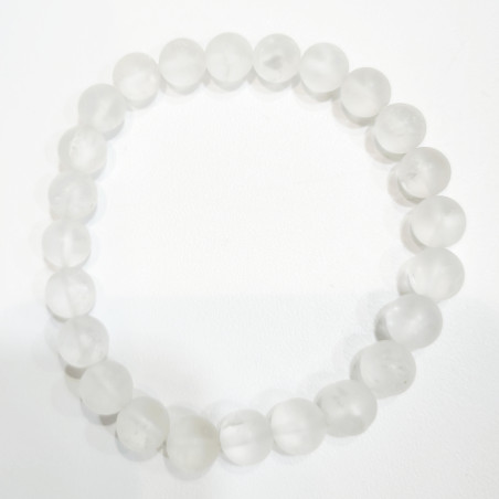 Bracelet Cristal de Roche Mat Pierres Rondes de 8mm