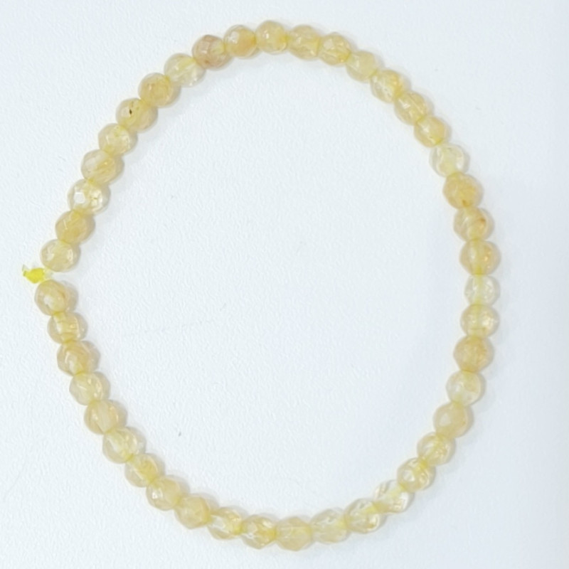 Bracelet Citrine Pierres Rondes Facettées 4mm