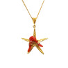 Pendentif Corail Baroque Etoile de Mer Argent 925 Plaqué Or avec Chaîne 40cm Acier Plaqué Or