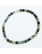 Bracelet Agate mousse Pierres Rondes Facettées 4mm
