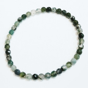 Bracelet Agate mousse Pierres Rondes Facettées 4mm