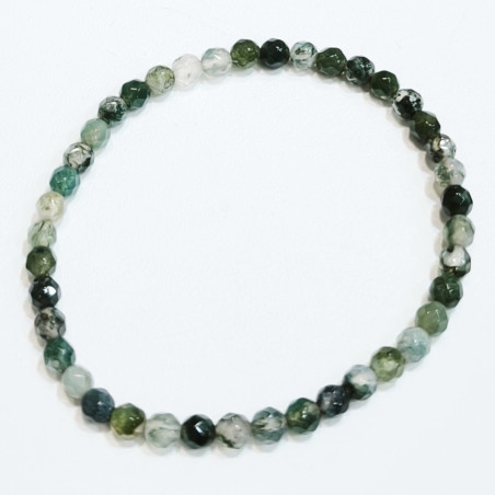 Bracelet Agate mousse Pierres Rondes Facettées 4mm