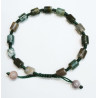 Bracelet Agate Mousse Cylindres 12mm sur Cordon Vert