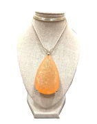 Pendentif Opale de feu A+ Goutte avec Chaîne 45cm Argent 925