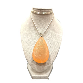 Pendentif Opale de feu A+ Goutte avec Chaîne 45cm Argent 925