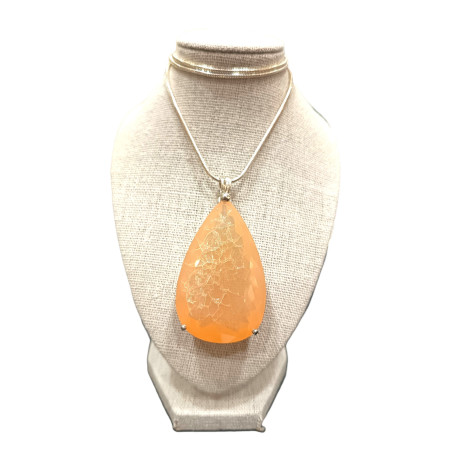 Pendentif Opale de feu A+ Goutte avec Chaîne 45cm Argent 925
