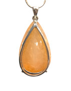 Pendentif Opale de feu A+ Goutte avec Chaîne 45cm Argent 925