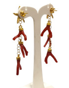 Boucles Corail Baroque Etoile de Mer Argent 925 Plaqué Or Pendantes
