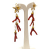 Boucles Corail Baroque Etoile de Mer Argent 925 Plaqué Or Pendantes