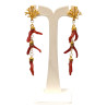 Boucles Corail Baroque avec Motif Corail Argent 925 Plaqué Or Pendantes