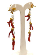 Boucles Corail Baroque avec Motif Corail Argent 925 Plaqué Or Pendantes