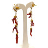 Boucles Corail Baroque avec Motif Corail Argent 925 Plaqué Or Pendantes