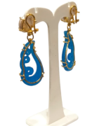 Boucles Jade Bleu et Perles d'Eau Douce Ciselé Aile d'Ange Argent 925 Plaqué Or