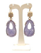 Boucles Jade Lilas et Perles d'Eau Douce Ciselées Argent 925 Plaqué Or