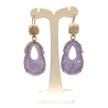 Boucles Jade Lilas et Perles d'Eau Douce Ciselées Argent 925 Plaqué Or