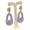 Boucles Jade Lilas et Perles d'Eau Douce Ciselées Argent 925 Plaqué Or