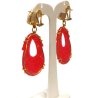 Boucles Jade Rouge et Perles d'Eau Douce Ciselé Argent 925 Plaqué Or
