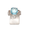 Bague Topaze Bleue Facetté Carré Argent 925 Taille 55