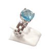 Bague Topaze Bleue Facetté Carré Argent 925 Taille 55