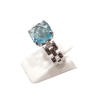 Bague Topaze Bleue Facetté Carré Argent 925 Taille 55