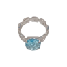 Bague Topaze Bleue Facetté Carré Argent 925 Taille 55