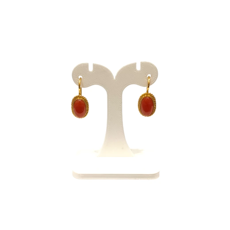 Boucles Corail Ovale Argent 925 Plaqué Or
