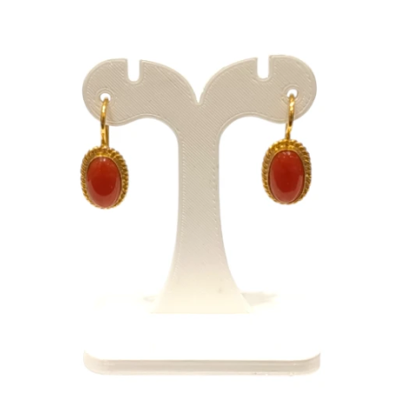 Boucles Corail Ovale Argent 925 Plaqué Or