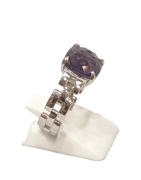 Bague Améthyste Carré Facetté Argent 925 Taille 59